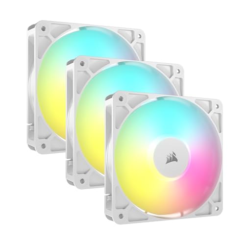 CORSAIR RS120 ARGB 120mm PWM-Lüfter – Daisy-Chain-Verbindung – Geräuscharm – Magnetisches Dome-Lager – Dreierpack – Weiß
