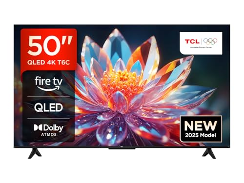 TCL 50T6C 50 Zoll QLED Fernseher, 4K UHD Fire TV, HDR10+, Dolby Vision & Atmos, Smart TV mit Sprachsteuerung mit Alexa, Google Cast & AirPlay 2