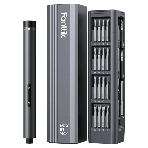 Fanttik E1 Max Mini Elektro Schraubendreher Set, 50 in 1 Magnetische Präzisions-Schraubendreher Kit, 2 Gänge Drehmoment, 5/32 Zoll Sechskant, Geeignet für Reparatur für iPhone,Laptop, Brillen, Uhren