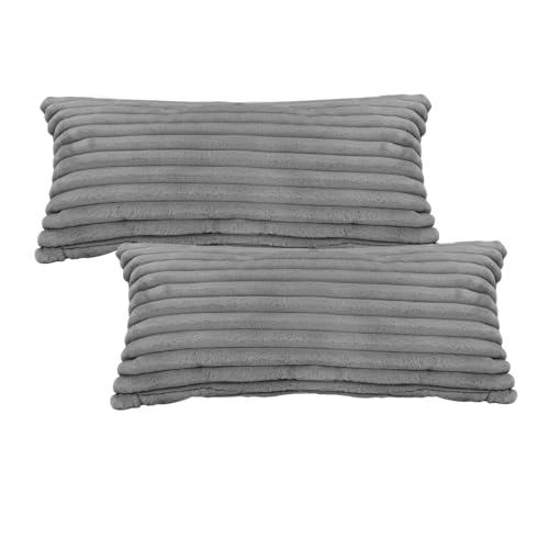 Flauschige Bettwäsche Kissenbezug Plüsch Kuschel Fleece Flanell Kunstfell Extra Warm für Winter mit Reißverschluss (Grau, 40x80cm)
