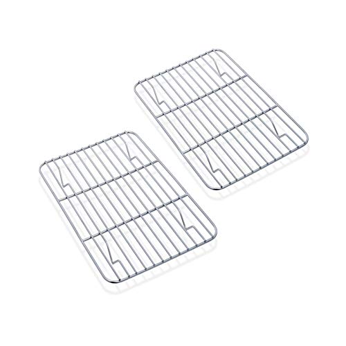 TEAMFAR Abkühlgitter 2er-Set, Auskühlgitter Kuchengitter aus Edelstahl zum Braten Backen Grillen Kühlen Auskühlen, 22,1 x 15,8 x 1,5 cm, Gesund & Langlebig, Rostfrei & Spülmaschinengeeignet