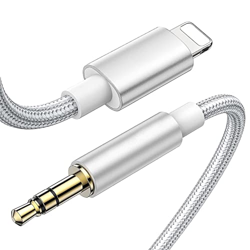 WINSSG Auto AUX Kabel für iPhone, Audiokabel Aux Kabel auf 3.5mm Premium Audio für iPhone SE 2022/X/XS/XR/12/12 Pro/13/13 Pro/14/14 Pro/14 Pro Max/11/11Pro/8/7 Plus Car Audio, Lautsprecher-Silber-1M