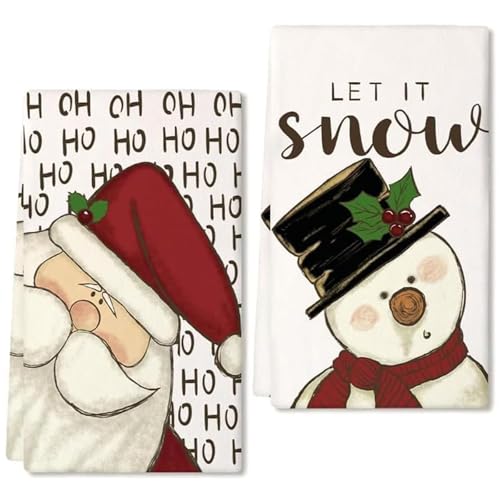 RYMAUP 2er Set Weihnachtsdeko Innen Geschirrtücher Weihnachtsdeko Geschirrtuch Weihnachtsdeko Tischdeko Weihnachten 40x60CM Tischdeko Küche