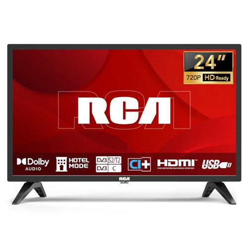 RCA Fernseher 24 Zoll (60 cm), LED HD TV mit Triple Tuner (DVB-T/T2-C-S/S2), HDMI, VGA, USB Multimedia-Player, CI+, Hotelmodus (220 Volt)
