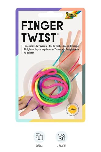 folia 33177 - Finger Twist Fadenspiel, in trendiger Regenbogen Optik, ca. 160 cm lang, Fingerspiel für Jungen und Mädchen ab 5 Jahre, ideal als kleines Geschenk, Mitgebsel und für den Schulhof
