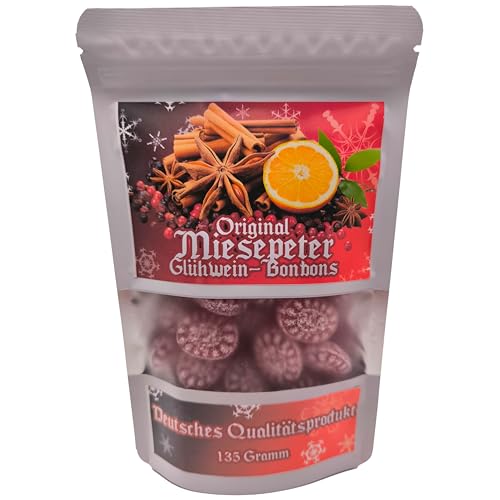Miesepeter Glühwein Bonbons - lustige Wichtelgeschenke Weihnachten | witzige Geschenkidee | kleine Weihnachtsgeschenke (Standbeutel 135g)