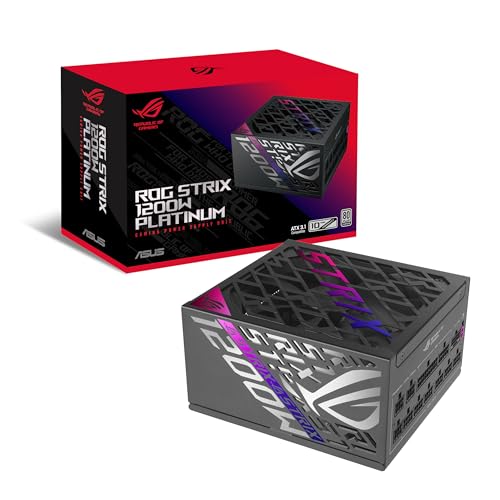 ASUS ROG Strix 1200W Platinum Gaming Netzteil (Vollmodulares ATX Netzteil, GaN-MOSFET, 80+ Platinum, patentiertes GPU-First, Cybenetics Platinum Zertifizierung, ATX 3.1, PCIE 5.1, 12V-2x6 Connector)