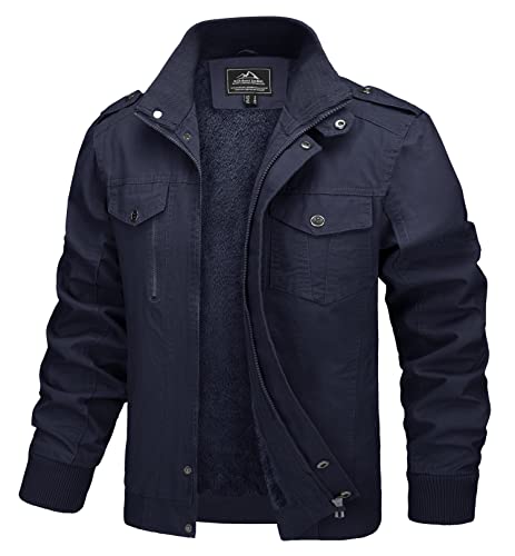MAGCOMSEN Herren Winterparka Winter Jacke Winddicht Winterjacke Bomberjacke US Army Feldjacke Herren Gefüttert Cargo Übergangsjacke Dunkelblau M