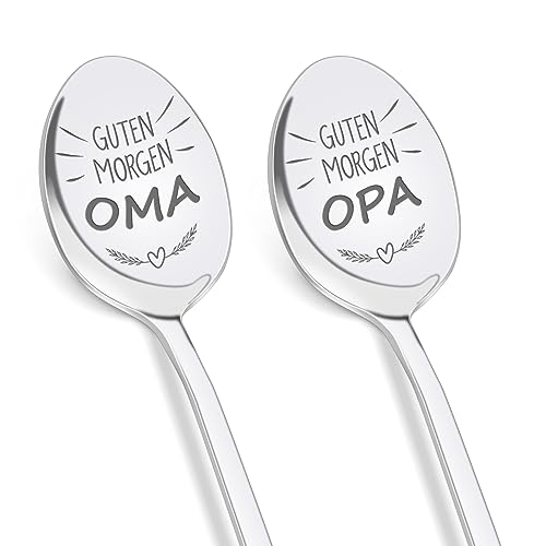 Tulolvae Oma und Opa Geschenk, 2 Stück Kaffeelöffel Muttertagsgeschenke Vatertagsgeschenk für Beste Großeltern, Geburtstagsgeschenk Weihnachtsgeschenke Ostergeschenke für Oma und Opa 19 CM