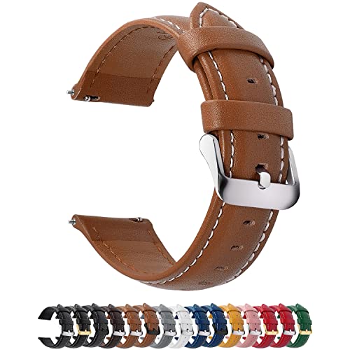 Fullmosa 12 Farben Uhrenarmband,24mm Vintage Lederarmband Ersatzrmbänder für Smartwatch und Universal-Uhr mit Edelstahl Schließe für Herren Damen,24mm Uhrband Braun