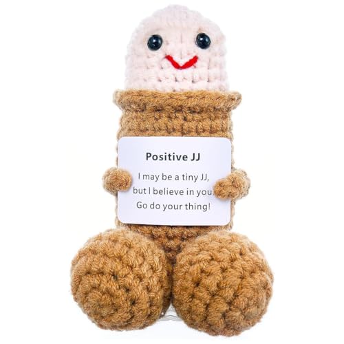 Positiver Penis, Motivationsgeschenke, Gute Besserung, Lustig und süß Glücksbringer Geschenke, Kreative gestrickte Wollpuppe mit positiver Energiekarte, Einschulung Geschenk
