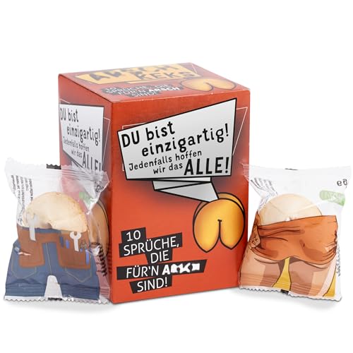 FOOD crew Glückskekse lustig – 10 Stück einzeln verpackt – witzige Geschenke & Scherzartikel – Glückskeks mit Sprüchen auf Deutsch – kleine Mitbringsel & Adventskalender Füllung