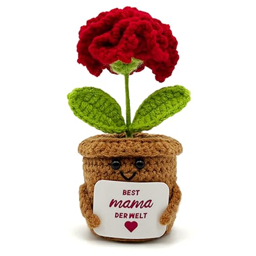 HeDaKang Muttertagsgeschenk Geschenke für Mama Mutter - Geburtstagsgeschenk Mama Besondere Mutter Tochter Geschenk Nelken Positive Potato Kartoffel Serien Gehäkelte Blumen Geschenke für Frauen Deko