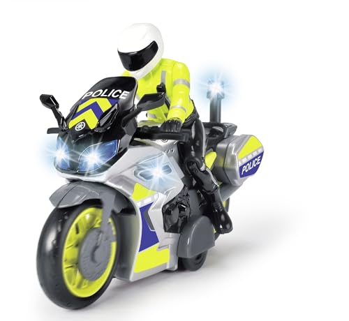 Dickie Toys Polizeimotorrad Kinderspielzeug (17 cm) - Yamaha Polizei Spielzeug mit Figur, Blaulicht & Sirene, Friktionsantrieb, Fahrzeuge ab 3 Jahren - 203712018