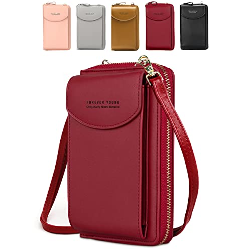 Damen Handy Umhängetasche, Leder Handytasche zum Umhängen mit Geldbörse Kartenfächer, Crossbody Geldbeutel Brieftasche Kleine Tasche Geschenke für Frauen zum Geburtstag Weihnachten
