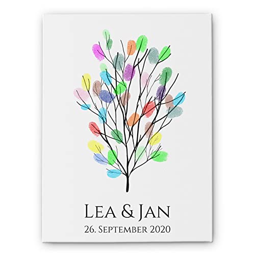 Fingerabdruck Leinwand Hochzeit - tolle Alternative zum Gästebuch - Fingerprint Leinwand mit Hochzeitsbaum für Fingerabdrücke der Gäste - süße Hochzeitsidee - ausgefallenes Hochzeitsgeschenk