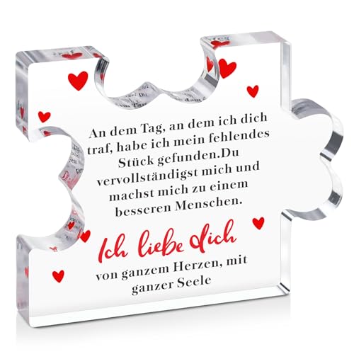 Geschenk für Frauen, Graviertes Acryl Block Puzzle, Nikolaus Geschenke für Frauen Sie Freundin an Valentinstag Geburtstag Jahrestag Weihnachten