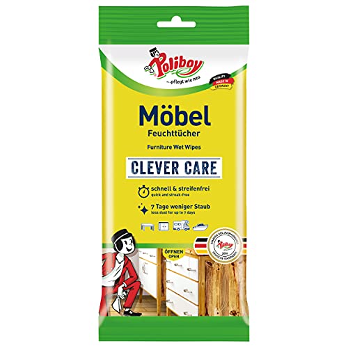 Poliboy - Staubmeister Möbel Feuchttücher - speziell für Holzoberflächen entwickelte Reinigungstücher - Einzeln - 1x24 Tücher - Made in Germany