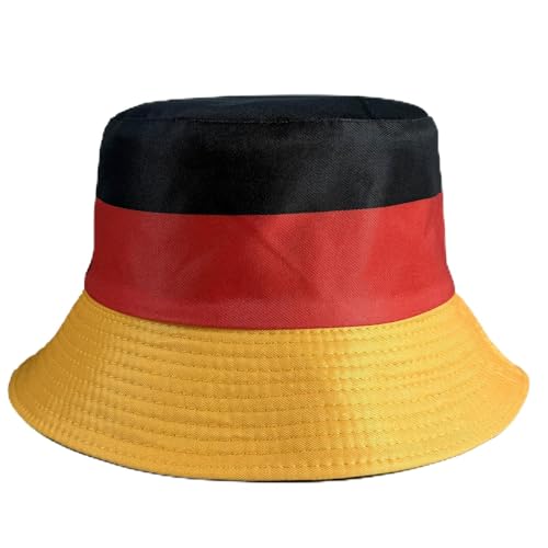 HOMAVEL Deutschland Bucket Hat - DFB Fischerhut mit Deutscher Flagge - Wendehut mit Schwarzer - Sonnenhut für Herren & Damen - Einheitsgröße 56-58cm für WM 2026, Fußballspiele, Public Viewing, Outdoor