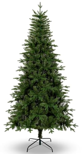 Uten Künstlicher Weihnachtsbaum 180 cm, Realistischen PE Innendekoration Tannenbaum, PE & PVC 628 Natürlich Aussehende Spitzen, Aufklappbare Zweige, Metallständer, 2 Zweigarten, Wiederverwendbar
