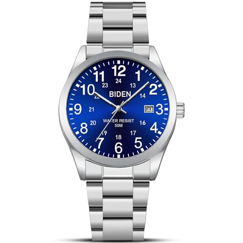 LN LENQIN Herren Uhr Edelstahl Uhren Herren Analog Quarz Armbanduhr 30M wasserdichte Mode Casual Uhr für Männer