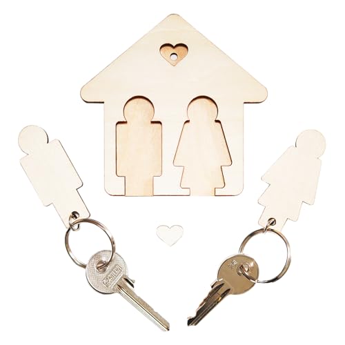 LAC Schlüsselanhänger Partner - Einweihungsgeschenk Wohnung oder Richtfest Geschenk - Holz Schlüsselanhänger Einzugsgeschenke Haus