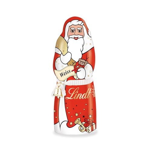 Lindt Schokolade | Weihnachtsmann aus weißer Schokolade | 70g | Santa im Weihnachtsdesign mit feinster weißer Lindt Schokolade | edle Weihnachtsfigur zum Verschenken in der Weihnachtszeit