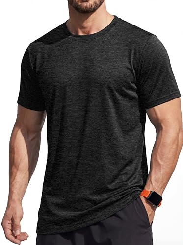 MAGCOMSEN Herren Sport T-Shirts Atmungsaktiv Sommer Laufshirt für Männer Leichte Funktionsshirt zum Joggen, Laufen, Wandern, Radfahren, Training Schwarz 3XL