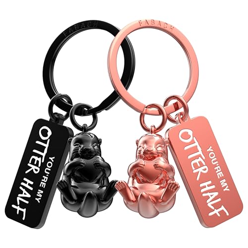 FABACH Otter Schlüsselanhänger für Paare - 2 Stück Mit Herz - Ich Liebe Dich Partner Geschenk - Freundin Liebesgeschenk Zum Jahrestag