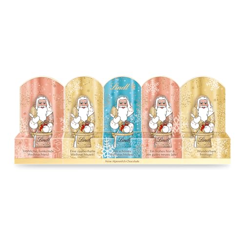 Lindt Schokolade | Mini-Weihnachtsmänner Glamour | 50g | 5 Mini-X-mas Santas à 10g aus feinster Vollmilchschokolade | festliche Schokoladenfiguren zum Teilen, verschenken & für den Nikolausstiefel