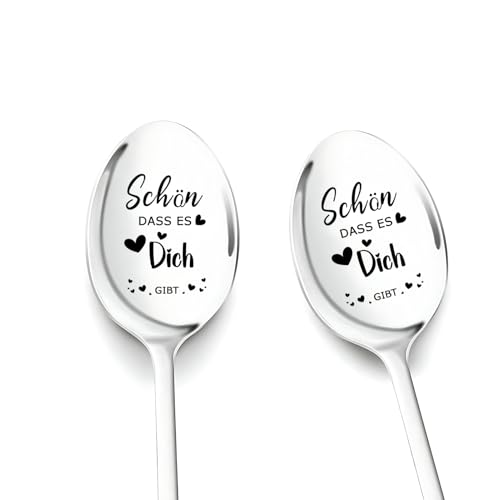 Geschenke für Beste Freundin Schön Dass Es Dich Gibt,2 Stück Kaffeelöffel mit Gravur Geschenke für Frau Frauen Mama Oma Schwester Tochter zum Weihnachtsgeschenke Geburtstagsgeschenk für Frauen