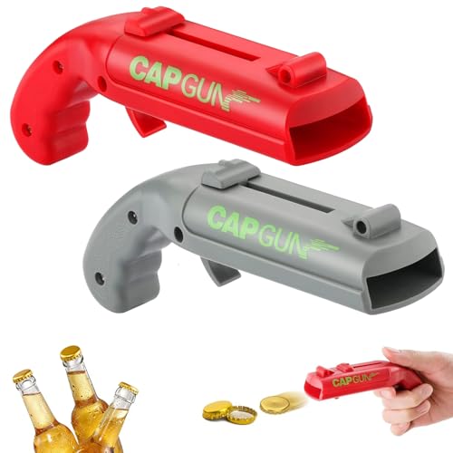 HOKYYCC Capgun Flaschenöffner Pistole, 2 Stück flaschenöffner lustig, Biergeschenke für Männer, Geschenke für Männer, Papa, Ehemann, Bar Zubehör für Hause, Freien
