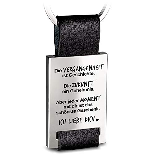 FABACH Liebe Schlüsselanhänger mit Gravur aus Leder - Ich liebe dich Schlüsselanhänger für Partner - Freundin Geschenk Liebe Freund - Jeder Moment mit dir ist das schönste Geschenk