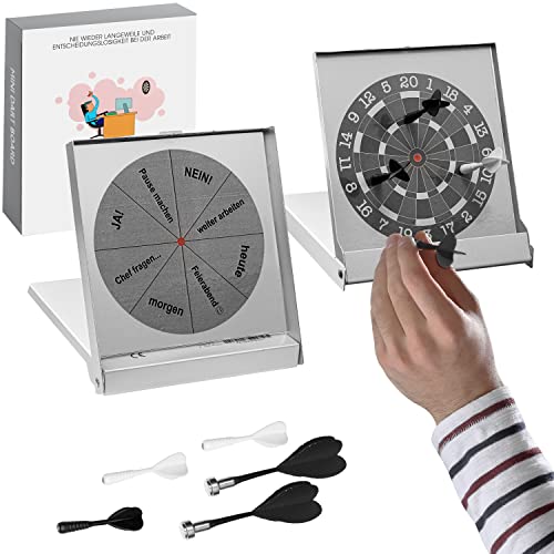 Kleine Anti Stress Dartscheibe mit 9 magnetischen Dartpfeilen und Entscheidungshilfe, lustiges Büro Spielzeug Geschenk Gadget für alle Kollegen Freunde Mitarbeiter zum Stressabbau