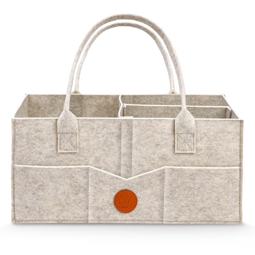 HAGOT Baby Windel Caddy Organizer, Wickeltisch Organizer, Tragbarer Wickelorganizer, Wickeltasche Organizer, Faltbarer Filztasche Organizer mit Fächern, für Feuchttücher und Babysachen