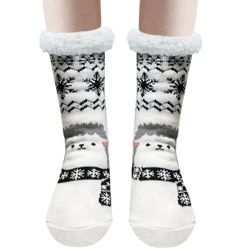 Kuschelsocken Damen, Hüttensocken Wintersocken Stoppersocken Thermosocken,Flauschige Gefütterte Socken Damen Haussocken Rutschsichere Warme Bettsocken für Frauen (Igel, EU Schuhgrößensystem, M)