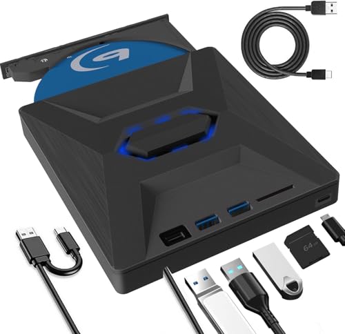 New 8 in 1 Bluray Laufwerk Extern, USB3.0 Typ-C Externes Blu Ray Laufwerk, Externe Laufwerke Blu Ray Brenner DVD Recorder, Tragbares DVD/BD Player für PC Laptop Windows 11/10/8/7