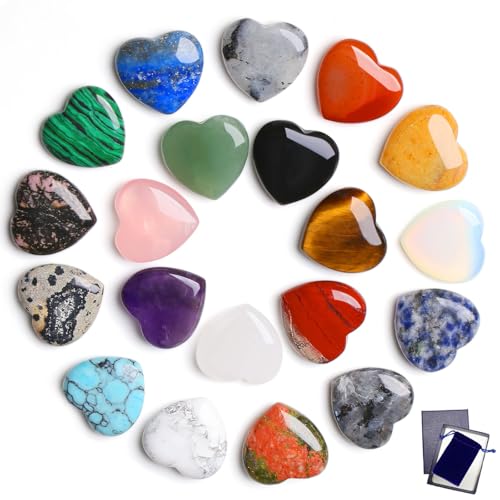 GUJOXILA 20 Stück Glücksbringer Herz Kristalle Edelsteine Set Kleine Glücksbringer Silvester Deko 2026 Glückssteine Mini Neujahrsgeschenke Kleine Weihnachtsgeschenke Geschenke Liebe Valentinstag