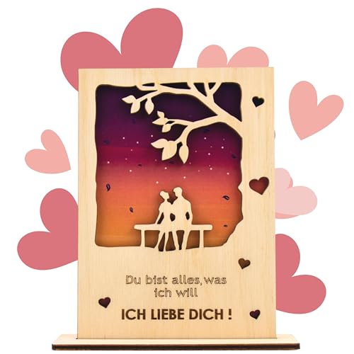 Valentinstag Liebesgrußkarten aus Holz | Drücken Sie Ihre herzliche Zuneigung aus | Für ihn/sie | Familie | Freunde l Ich Liebe Dich (Ich Liebe Dich 2)