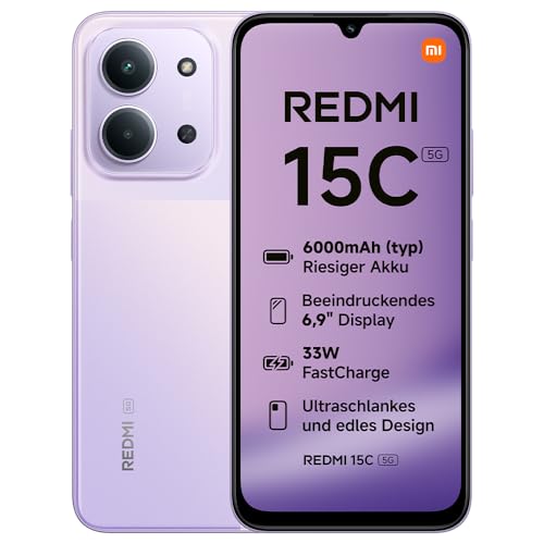 XIAOMI Redmi 15C 5G Smartphone 4+256GB, Unlocked, Handy mit Android, 6,9