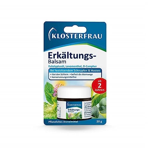 Klosterfrau Erkältungs-Balsam | 20g | Bei festsitzendem Schnupfen & Husten | Mit Eukalyptusöl, Levomenthol, D-Campher