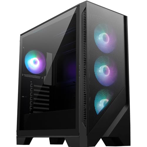 MSI MAG Forge 321R Airflow Mid-Tower PC-Gehäuse - ATX-Kapazität, RTX 40 GPU-Unterstützung, ARGB-Lüfter, magnetische Staubfilter, gehärtetes Glas, 4 ARGB-LHub, USB 3.2 Generation 2x2 Typ-C