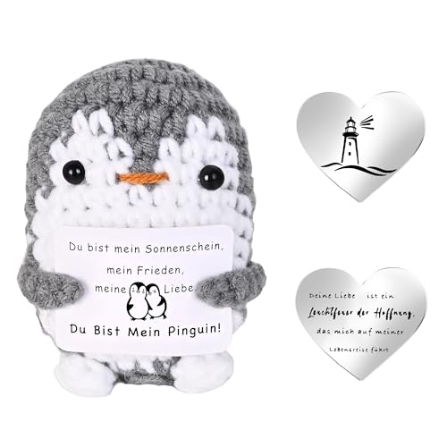 qianduoduo Positive Pinguin Ich Liebe Dich Geschenke für Freundin, Jahrestag Geschenke für Frauen Männer, Valentinstagsgeschenk für Sie Ihn, Pocket Hug Pinguin