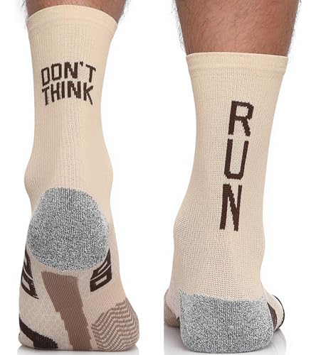 TODO RUNNING RAID CREW Laufsocken mit Lustige Aufschrift, Anti Blasen Socken, Technisch, Running Socks Men. Bunte Laufsocken Herren 43-46 (Don't Think Run, 43-46)