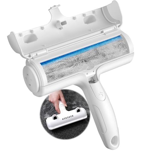 ACE2ACE Tierhaarentferner Fusselrolle, Fusselrolle für Hundehaare und Katzenhaare Wiederverwendbar, Fusselbürste für Tierhaar, für Sofa, Bett, Teppich, Kratzbaum, weiß