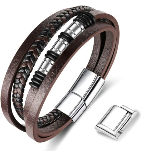 Nyisie Weihnachtsgeschenke für Männer - Armband Herren - Lederarmband - Herren Armband - Männer Geschenke