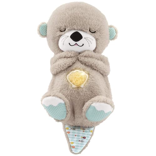 Fisher-Price Schlummer Otter Kuscheltier mit Atembewegung und Musik, Baby Erstausstattung, Neugeborene, Baby Spielzeug ab Geburt, Babyparty und Neugeborenen Geschenk, FXC66