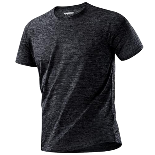 MAGCOMSEN Herren Sport T-Shirts Atmungsaktiv Sommer Laufshirt für Männer Leichte Funktionsshirt zum Joggen, Laufen, Wandern, Radfahren, Training Schwarz 3XL