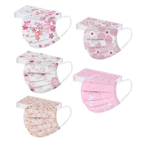 Wtinfer 50/100 Stück Mundschutz Erwachsene Einweg 3-lagig mit Motiv Bunt Mund und Nasenschutz Print Tücher Atmungsaktiv Mund-Tuch Bandana Halstuch Schals für Männer Frauen