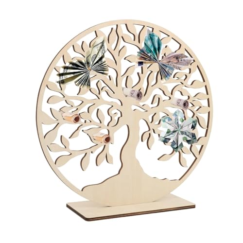 MisFun Geldbaum Geschenk Aus Holz, Lebensbaum Deko, Geldbaum Hochzeit Geldbaum Geschenk, Geldgeschenke Geburtstag, Hochzeitsgeschenke, Geldgeschenke Verpackung für Männer Frauen Brautpaar